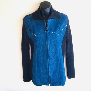 Sweater With Denim Front.